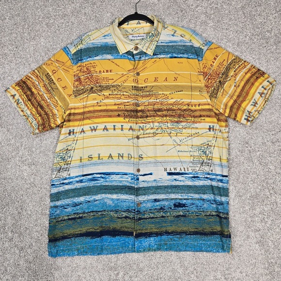 Tommy Bahama Other - Tommy Bahama Silk Hawaiian Islands coordinates graphic silk Shirt Mens large